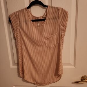 Lily White Beige Striped Blouse